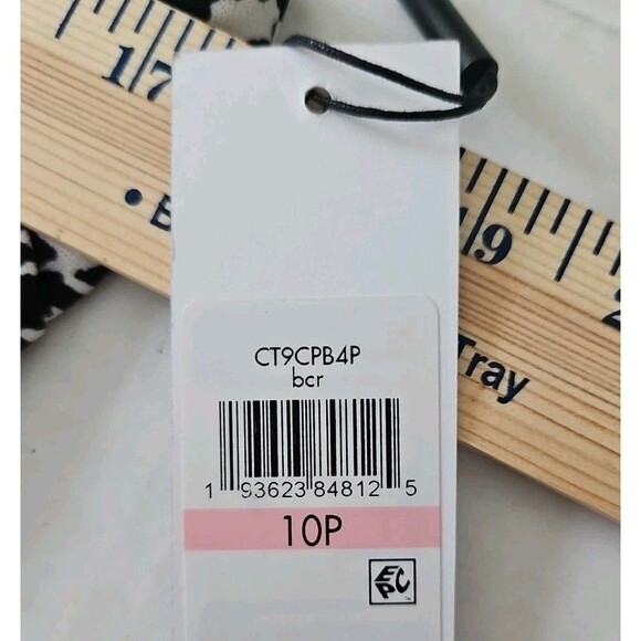 Calvin Klein Houndstooth Sheath Dress Color Black / White Size 10 P Ruched Side - Picture 10 of 11